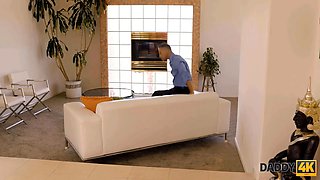 Daddy4k. moist and hot slim redhead makes it with her father-in-law