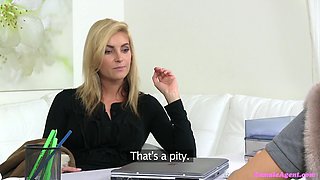 Agent licks her pussy & cums hard in office - Sexy Blonde Agent loves Provocative Arousing Office Sex