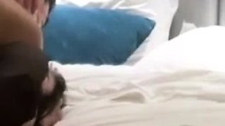 Pink labia close up of naive brunette