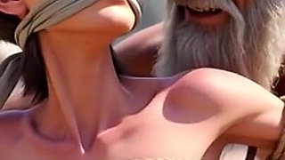 Public Street Bondage - Old Man Touching Helpless Horny Woman