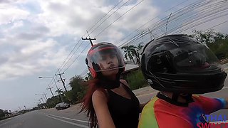 Asian stunner gives wild Thai guy a sloppy BJ in an al fresco affair