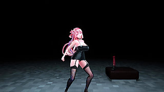 [mmd] Luka - Cha Cha Huge Nipple Tits Charming Black Lewd Pattern Panty Black Silk