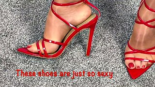 Mrs Mature Feet in a Rainbow dress and very sexy shoes