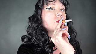 Lighting Match and Smoking American Spirit with Long Fingernails