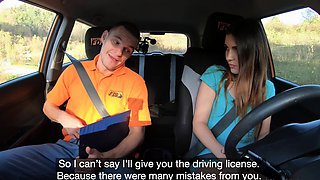 Fake Driving School Cute Italian blowjob and pov orgasm