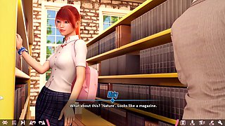 Rina Serizawa in a naughty Naruto scene doing homework in the library