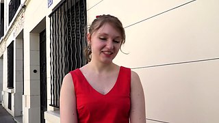 Horny amateur teen sucks cock at porn casting