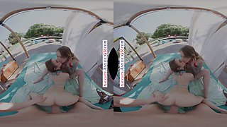 Penelope Kay & Sonny McKinley take turns sucking pool guy's big dick in hot POV threesome