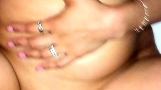 Big cock brunette MILF sucks a big cock POV