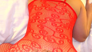 Asian Slut in Fishnets Fucked Pronebone Missionary Doggystyle and Sloppy Blowjob