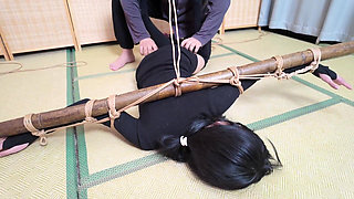 Xr40-a Girl in Black Stocking Is Tied to a Cross