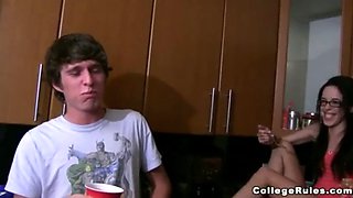 Watch blonde college babe Ranie Mae get pounded hard in POV and cum hard