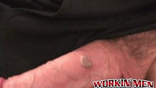 Seductive tattooed hunk jerks off while moaning in hot solo