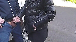 The Teacher Swallows Cock on a Public Street (dick Flash Extreme Public Action!) - Misscreamy