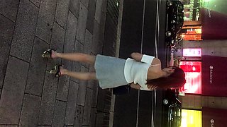 Amateur asian toys ass with dildo