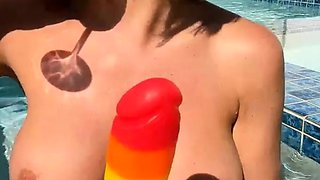 Brunette cutie outdoor nudity and toy fucking