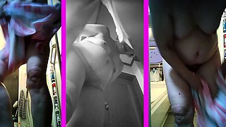 Ugly mother Yoriko, 73 years old, undressing, 3 screen voyeu