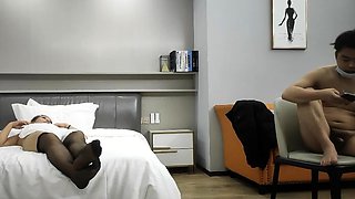 Cute amateur asian web cam girl playing with her toy