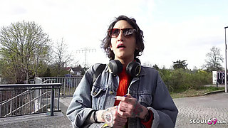 GERMAN SCOUT - Crazy Anal and Rimjob Casting Fuck with French Skinny Tattoo Model Lena Fire