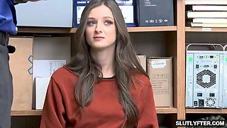 Tattoed shoplyfter young gets spreadeagle screw penetrating her pussy!