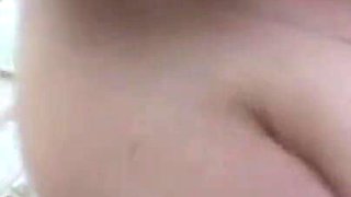 Chubby old woman uses toilet brush to masturbate