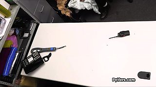 Big-Titted blond tries stolen dildo and sucking officers penis