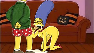 Halloween MILF Cartoon Blowjob - Marge Simpson Cheating Parody
