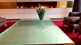 Amateur CD in white lingerie solo