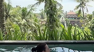 Teasing in See-thru Dress Outdoor at the Pool, Strip