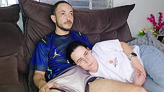 Stepsister is seduced by her stepbrother while watching the Brazil game