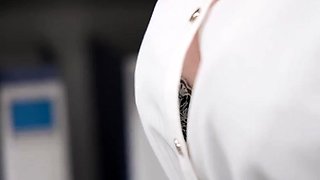 Shy babe with big natural tits knows her way around a cock