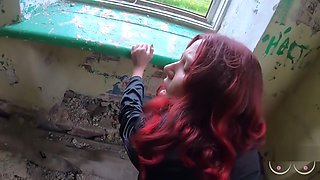 Deep anal with riping pantyhose in the abandoned house.Cum on butt