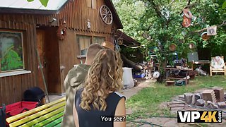 Vip4k. sneaky daddy banged a girl right in his vegetable garden
