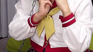 Chained to Bed Asian College Girl and Her Favourite Toys