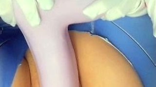 Stacked brunette goes solo toys and masturbation