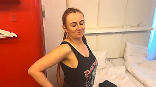 Adventure with redhead milf Marsu as she shows off in black tights and glasses