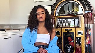 Curly black girl passion posing action