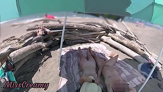 Exhibitionist Wife Gives Risky Handjob on Nudist Beach - Amateur MILF & Big Cock Public Cumshot