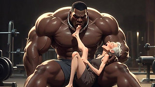 Granny Moaning in Pleasure - Strong Black Man Sucking Her Feet