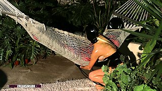 Horny hungarian college jock solo jerking outdoors