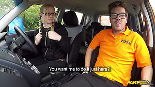Fake Driving School - Naughty Student Satine Spark Blows Instructor for Passed Driving Test