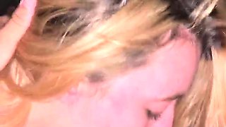 Real amateur blonde gives a hot POV blowjob on the train