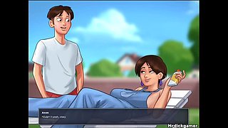 Stepmom and Stepson Hot Summer Sex - Big Tits MILF Fucks Hard