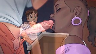 Wacky music professor gives her schoolgirl a public blowjob