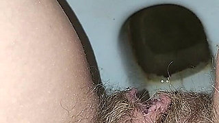 Big Load of Pee From Hairy Pussy