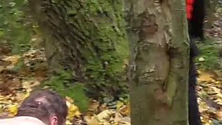 German Proll Doms Kick Old Slave Outdoor