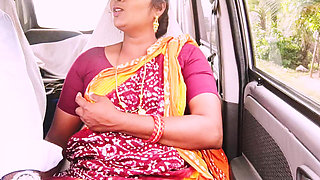 Telugu Step Mom Car Sex Long Drive for Sex with Step Son, Telugu Dirty Talks.