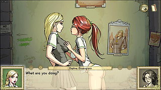 2 Lesbian Slutty School Girls Get it On In Hogwarts - Innocent Witches - Harry Potter - School Girl Outfit, Skirt Socks Panties