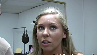 Blonde hotty XXX-hoe gets soaked in steamy jism spray!