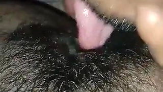 Mouth in Hairy pussy